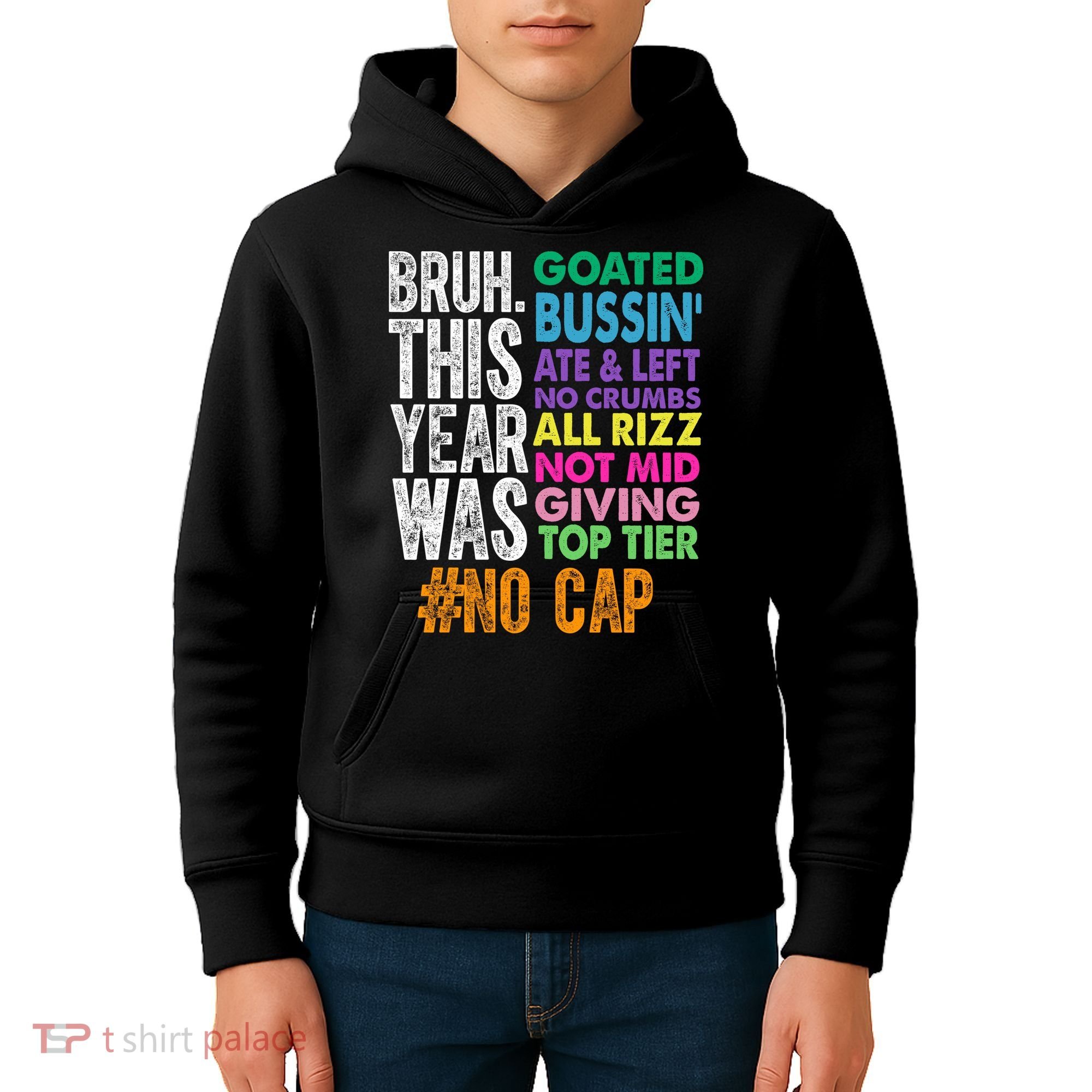 Bruh This Year Was Goated No Cap Funny Last Day Of School Kids Hoodie