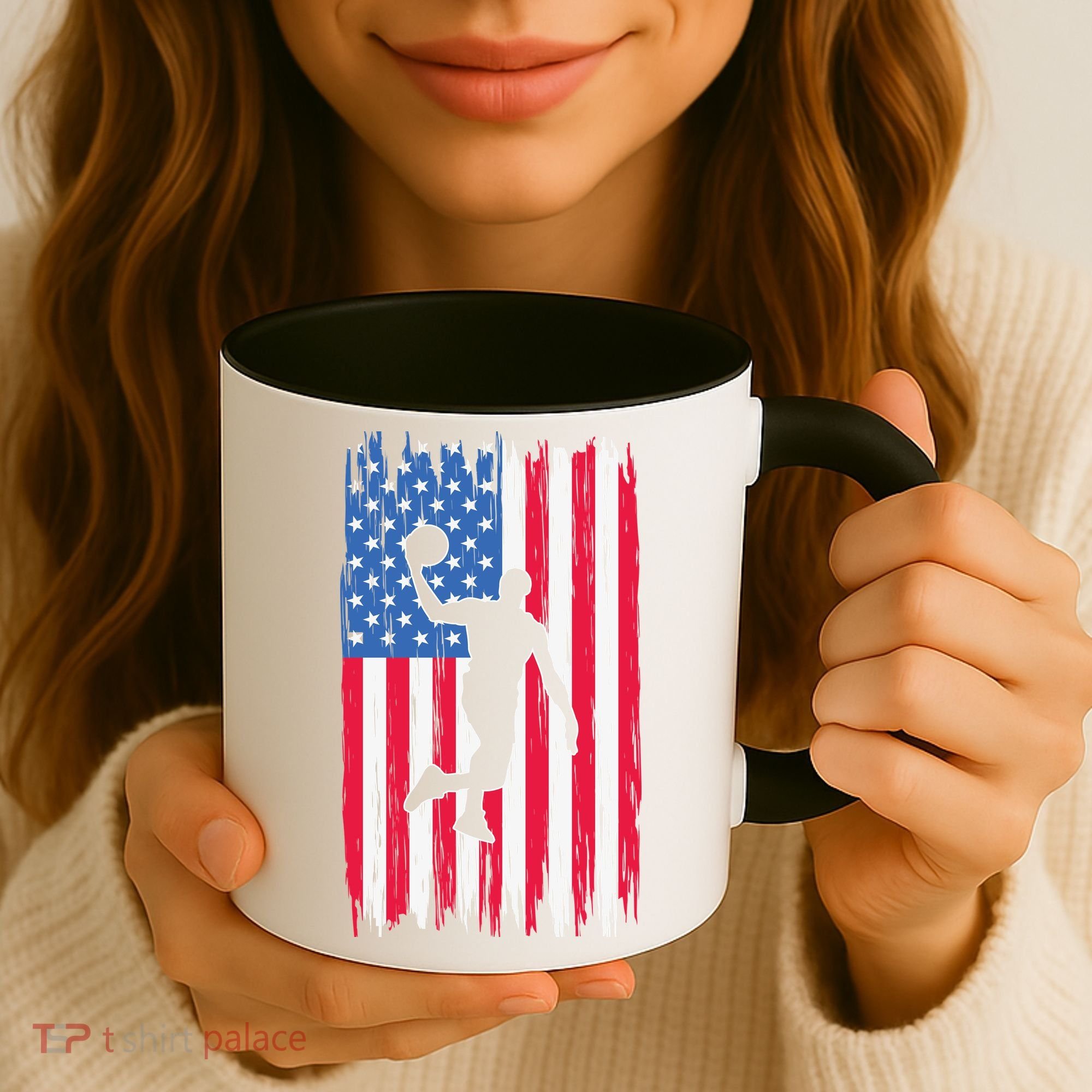 Basketball USA American Flag Bball Coach Team Player Coffee Mug