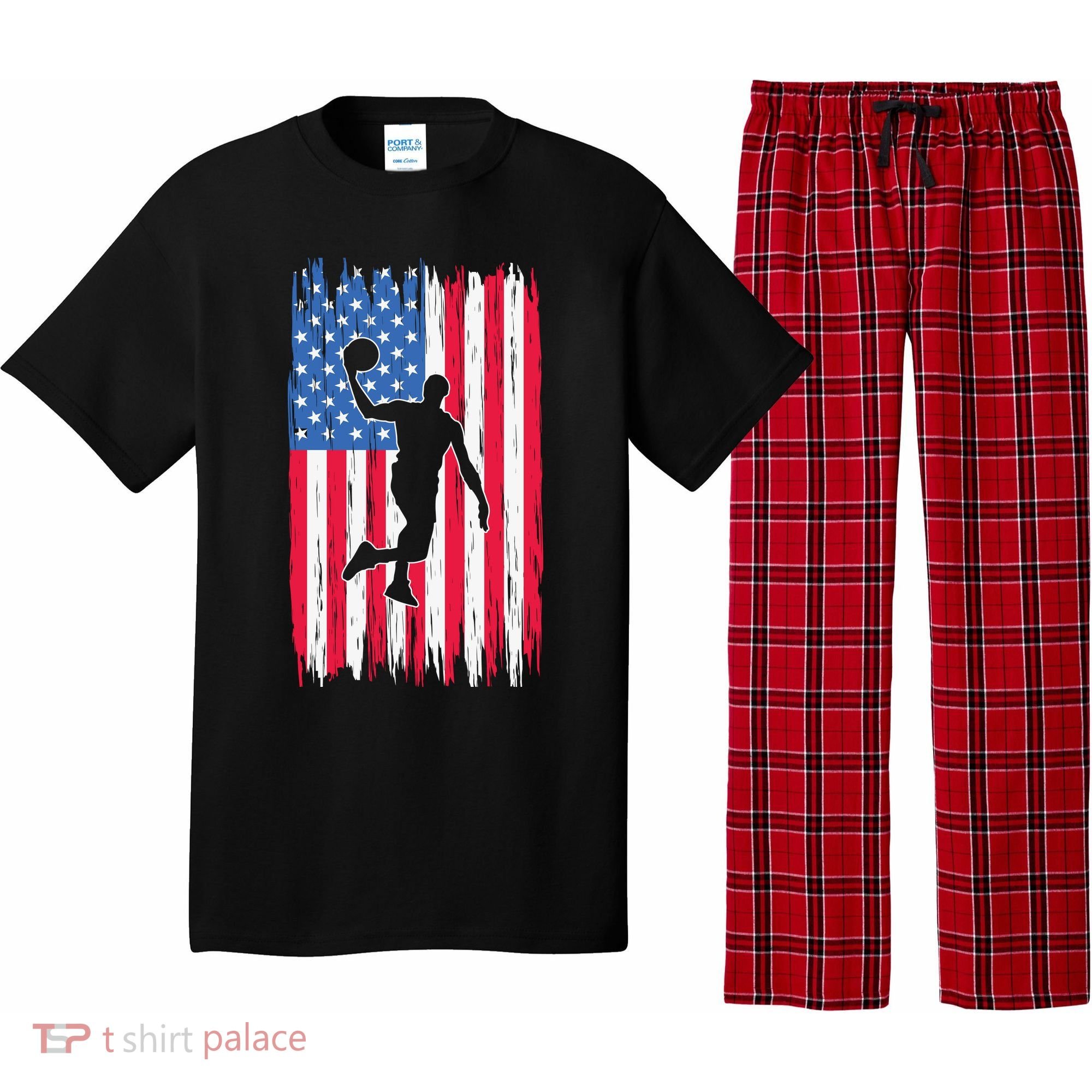 Basketball USA American Flag Bball Coach Team Player Pajama Set