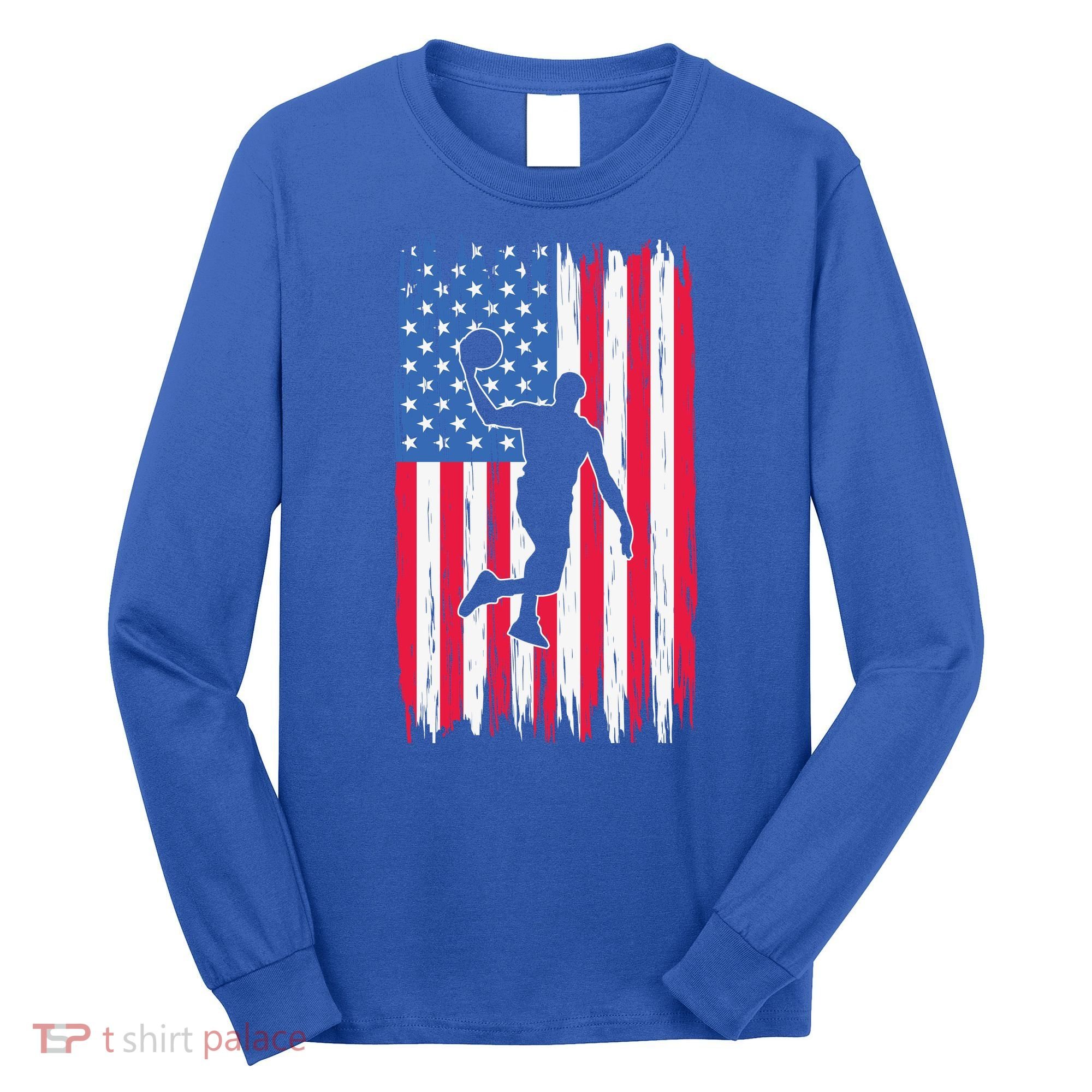 Basketball USA American Flag Bball Coach Team Player Long Sleeve Shirt