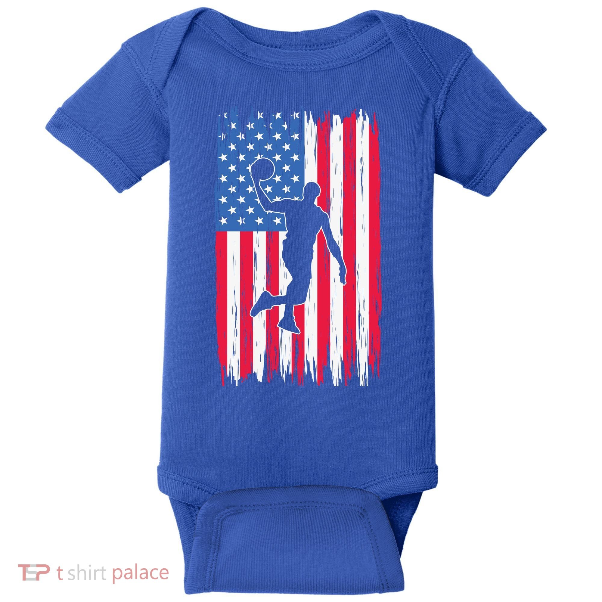 Basketball USA American Flag Bball Coach Team Player Baby Bodysuit