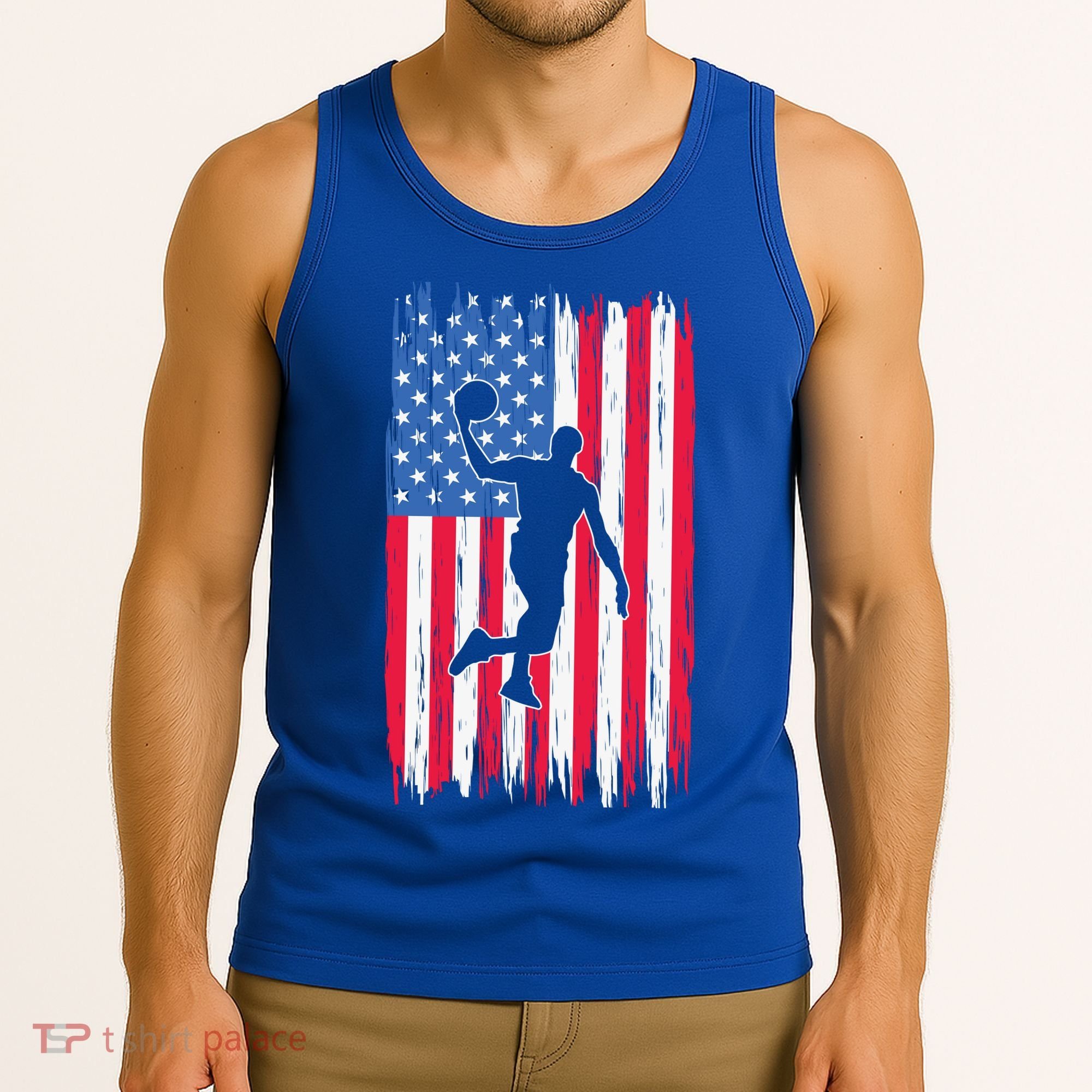 Basketball USA American Flag Bball Coach Team Player Tank Top