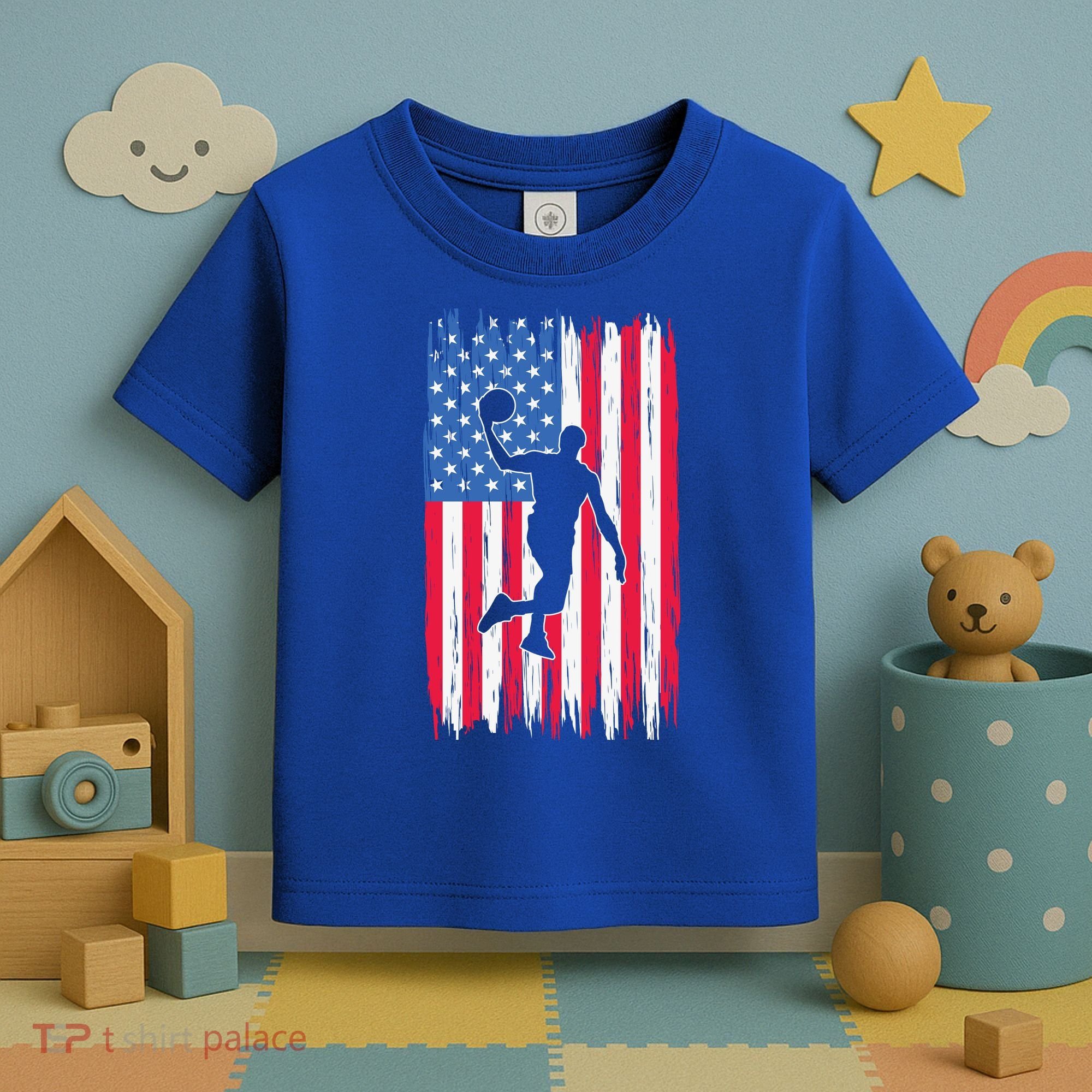 Basketball USA American Flag Bball Coach Team Player Toddler T-Shirt