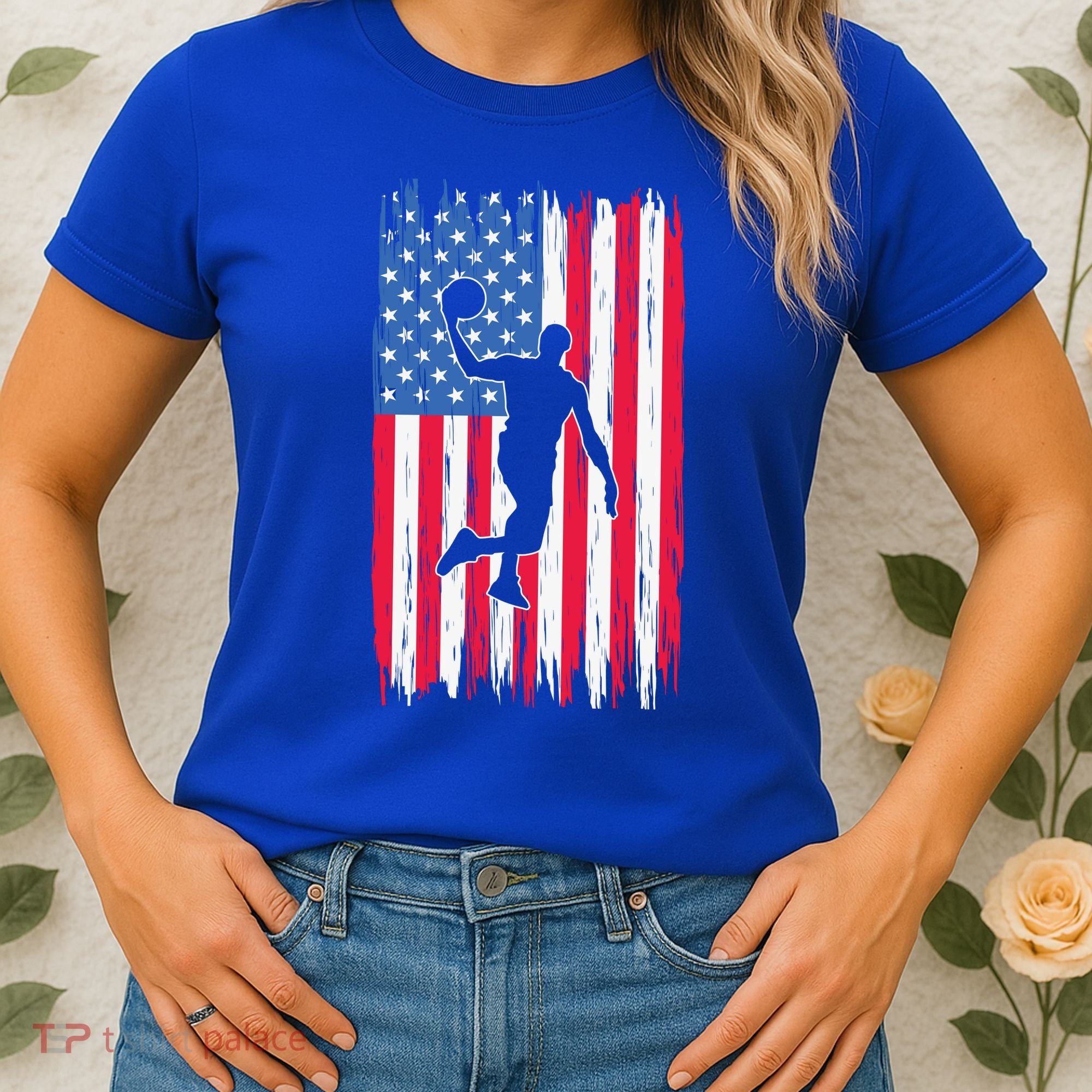 Basketball USA American Flag Bball Coach Team Player Women's T-Shirt