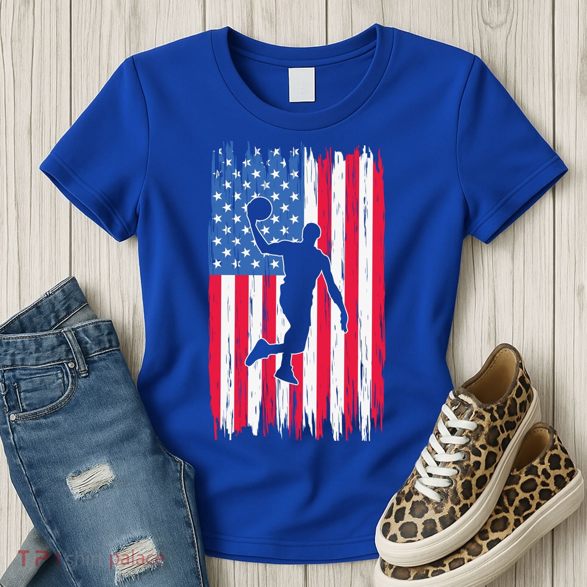 Basketball USA American Flag Bball Coach Team Player Women's T-Shirt