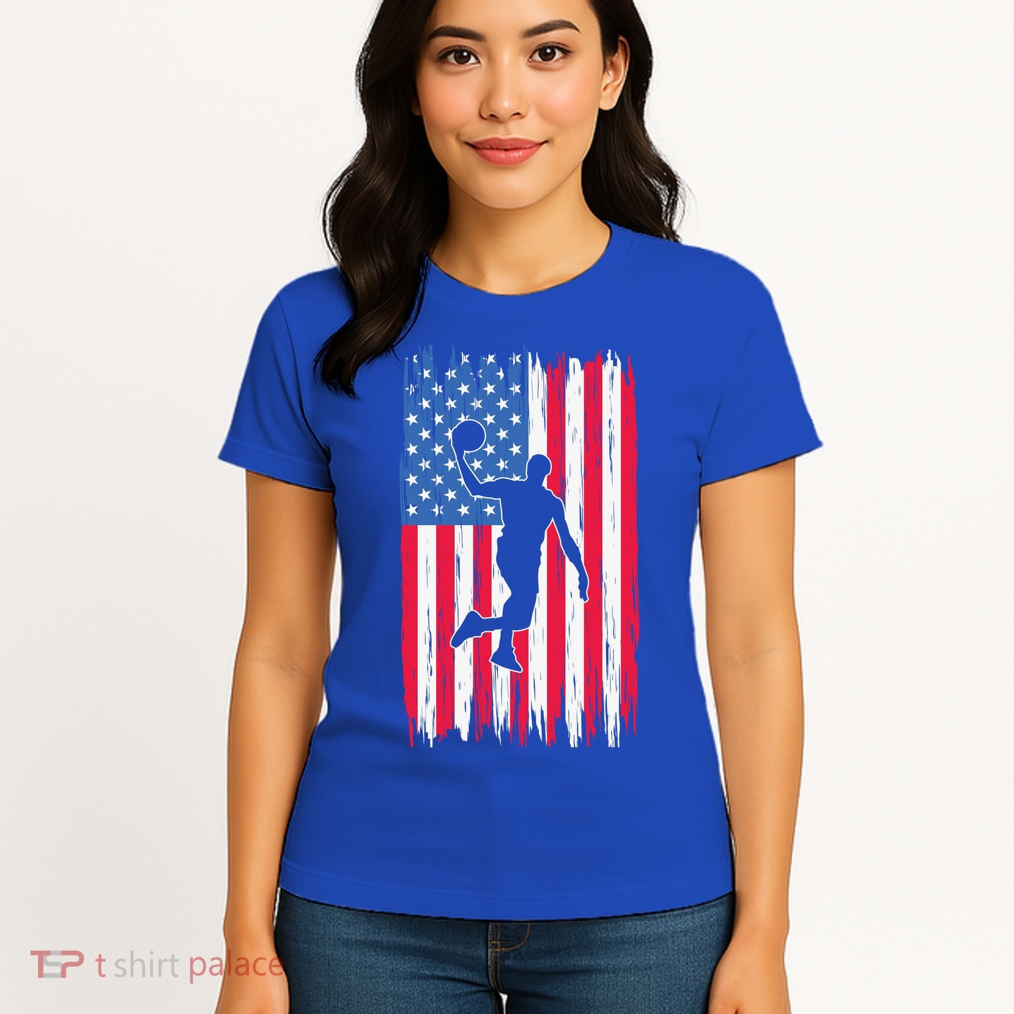 Basketball USA American Flag Bball Coach Team Player Women's T-Shirt