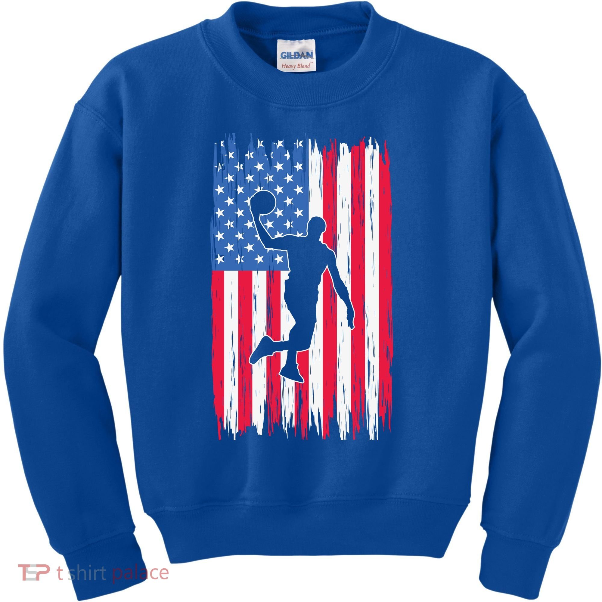 Basketball USA American Flag Bball Coach Team Player Kids Sweatshirt