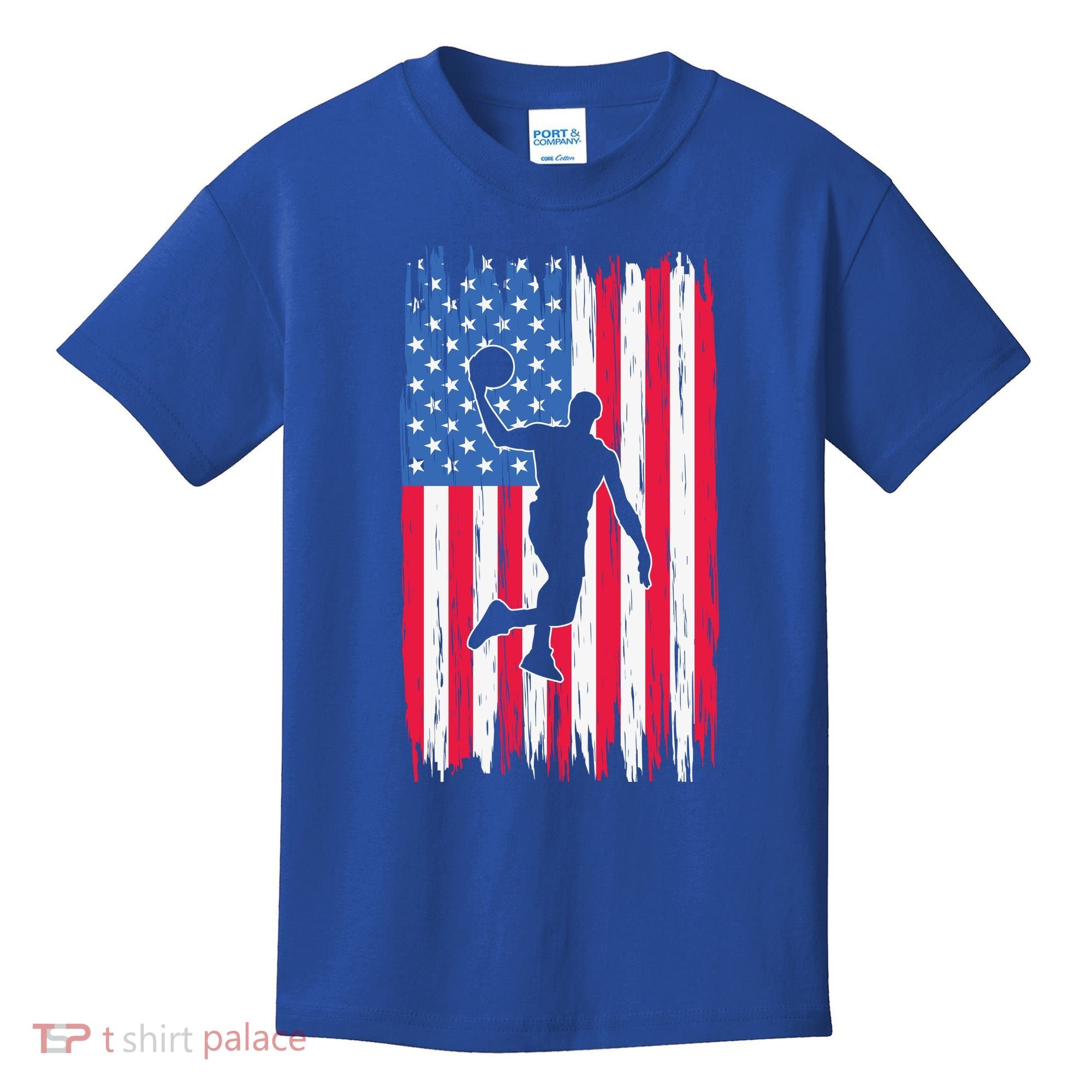 Basketball USA American Flag Bball Coach Team Player Kids T-Shirt