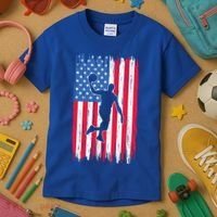 Basketball USA American Flag Bball Coach Team Player Kids T-Shirt thumb 3