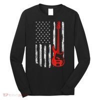 Bassist Usa American Flag Bass Guitar Player Musician Long Sleeve Shirt thumb 0