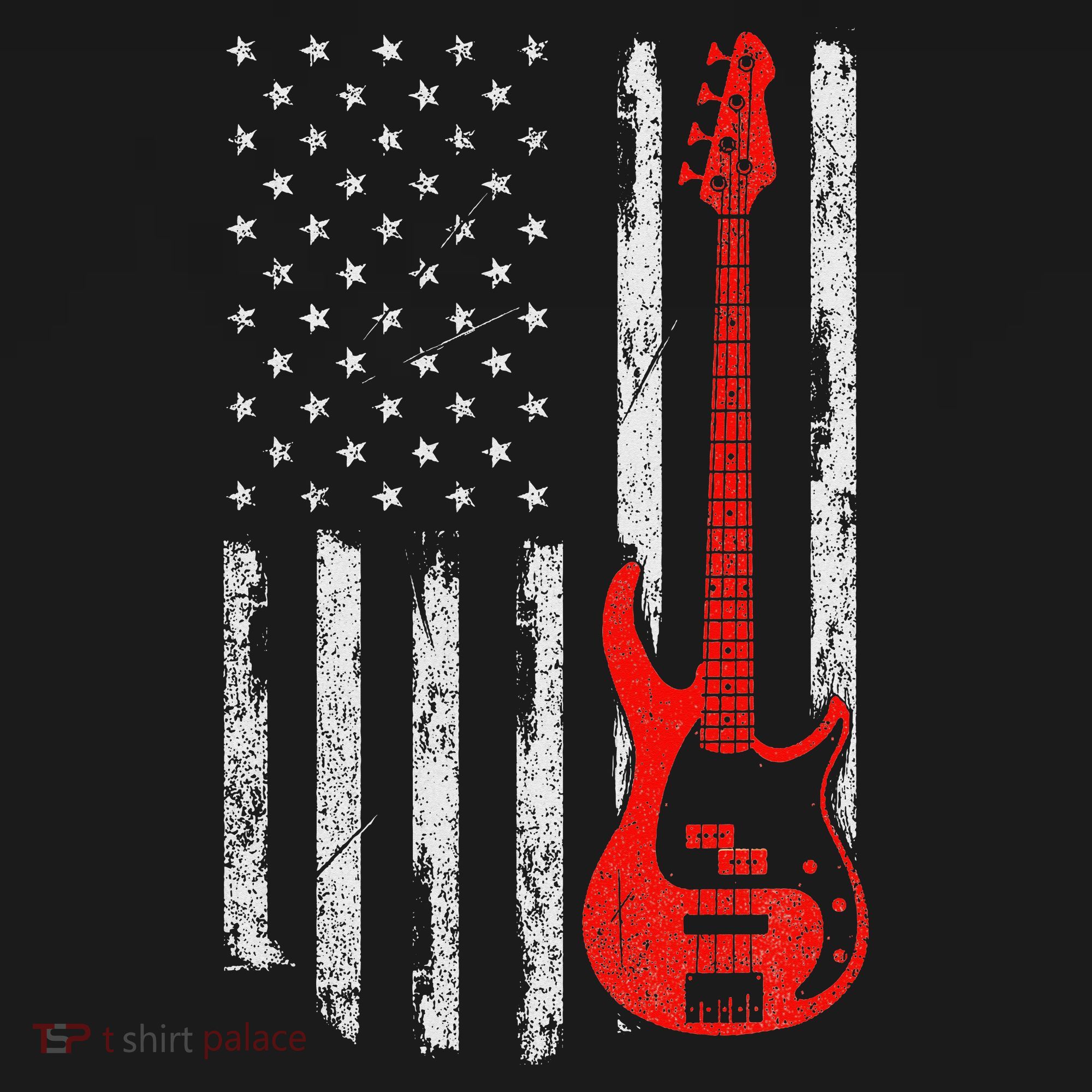 Bassist Usa American Flag Bass Guitar Player Musician T-Shirt