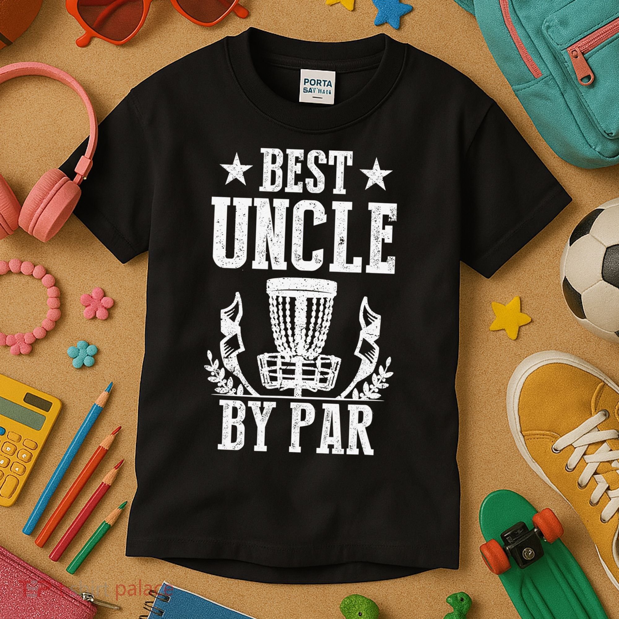 Best Uncle By Par Fathers Day Frisbee Disc Golf Kids T-Shirt