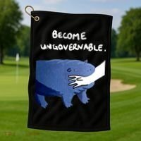 Become Ungovernable Baby Hippo Moo Deng Golf Towel thumb 1