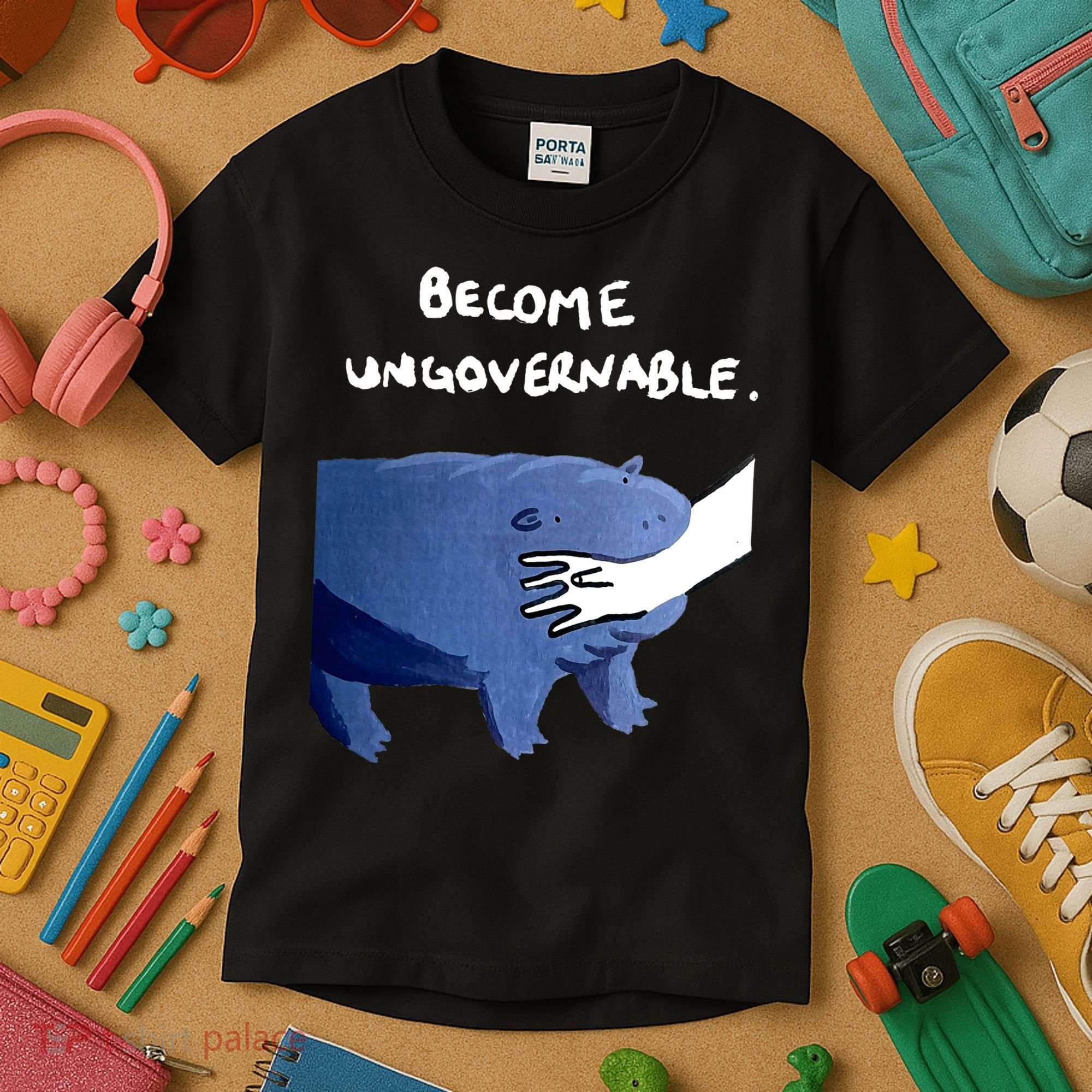 Become Ungovernable Baby Hippo Moo Deng Kids T-Shirt