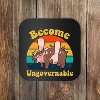 Become Ungovernable Baby Hippo Moo Deng Funny Meme Coaster thumb 0