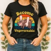 Become Ungovernable Baby Hippo Moo Deng Funny Meme Women's T-Shirt thumb 2