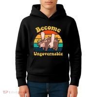 Become Ungovernable Baby Hippo Moo Deng Funny Meme Kids Hoodie thumb 4