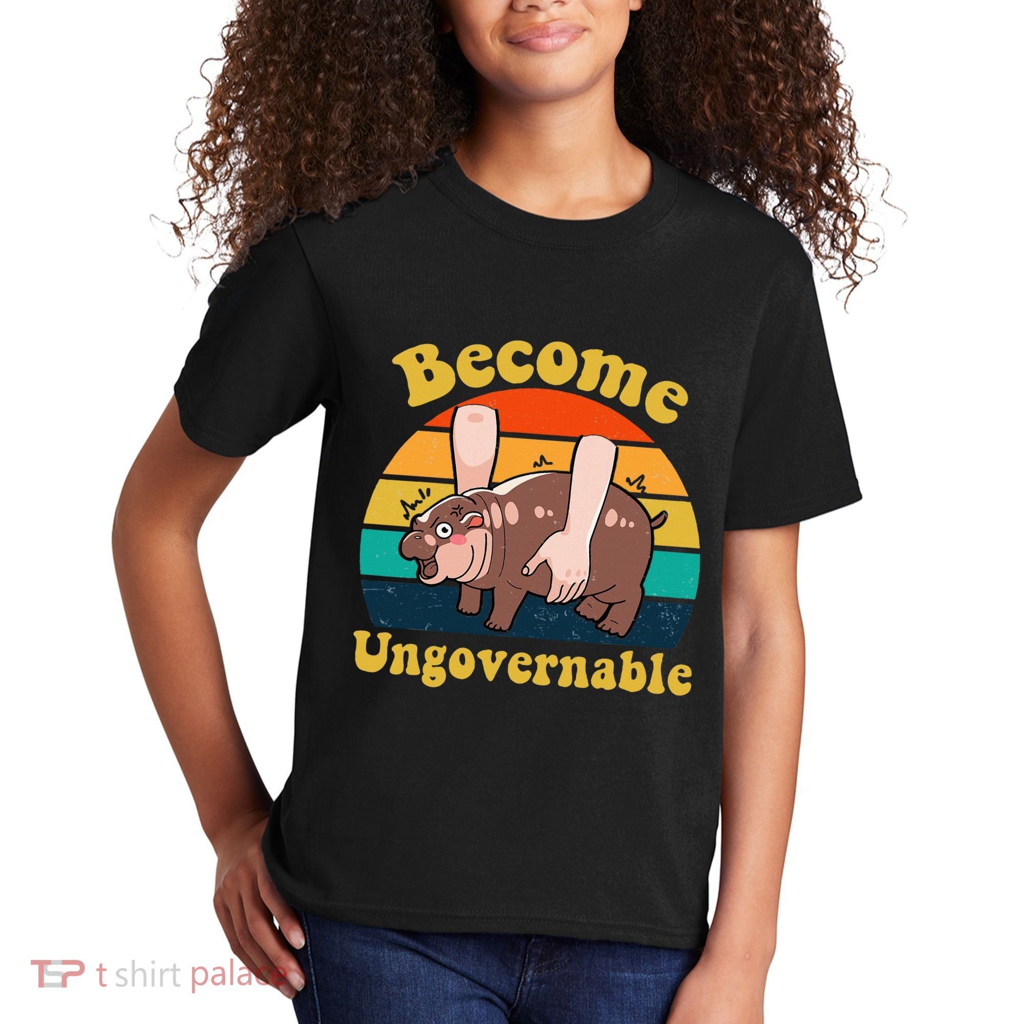Become Ungovernable Baby Hippo Moo Deng Funny Meme Kids T-Shirt