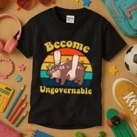 Become Ungovernable Baby Hippo Moo Deng Funny Meme Kids T-Shirt thumb 3
