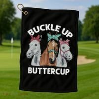 Buckle Up Buttercup Horses Golf Towel thumb 1