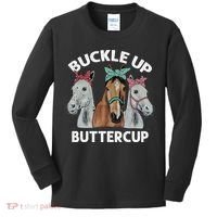 Buckle Up Buttercup Horses Kids Long Sleeve Shirt thumb 0