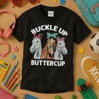 Buckle Up Buttercup Horses Kids T-Shirt thumb 3