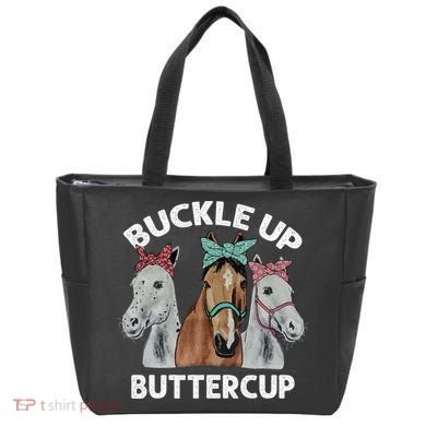 Buckle Up Buttercup Horses Tote Bag