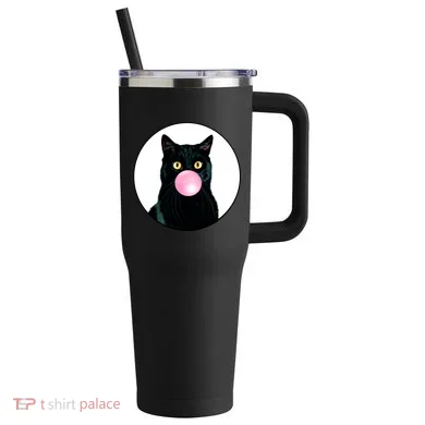 Bubble Cat 40oz Vacuum Insulated Stainless Steel Travel Tumbler