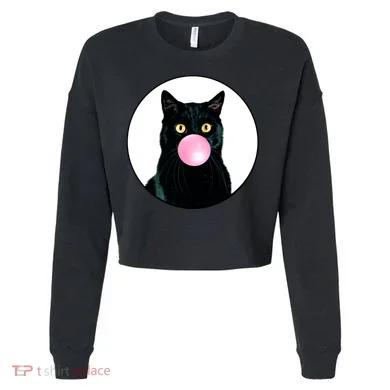 Bubble Cat Cropped Pullover Crew
