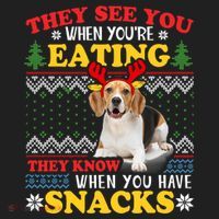 Beagle Ugly Christmas They See You're Eating Xmas Gift Women's Sweatshirt thumb 2
