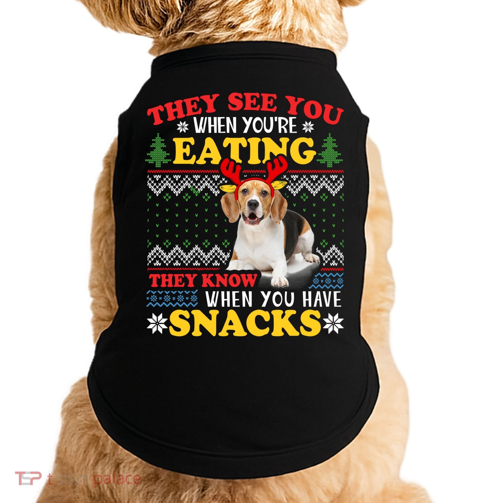 Beagle Ugly Christmas They See You're Eating Xmas Gift Doggie Tank
