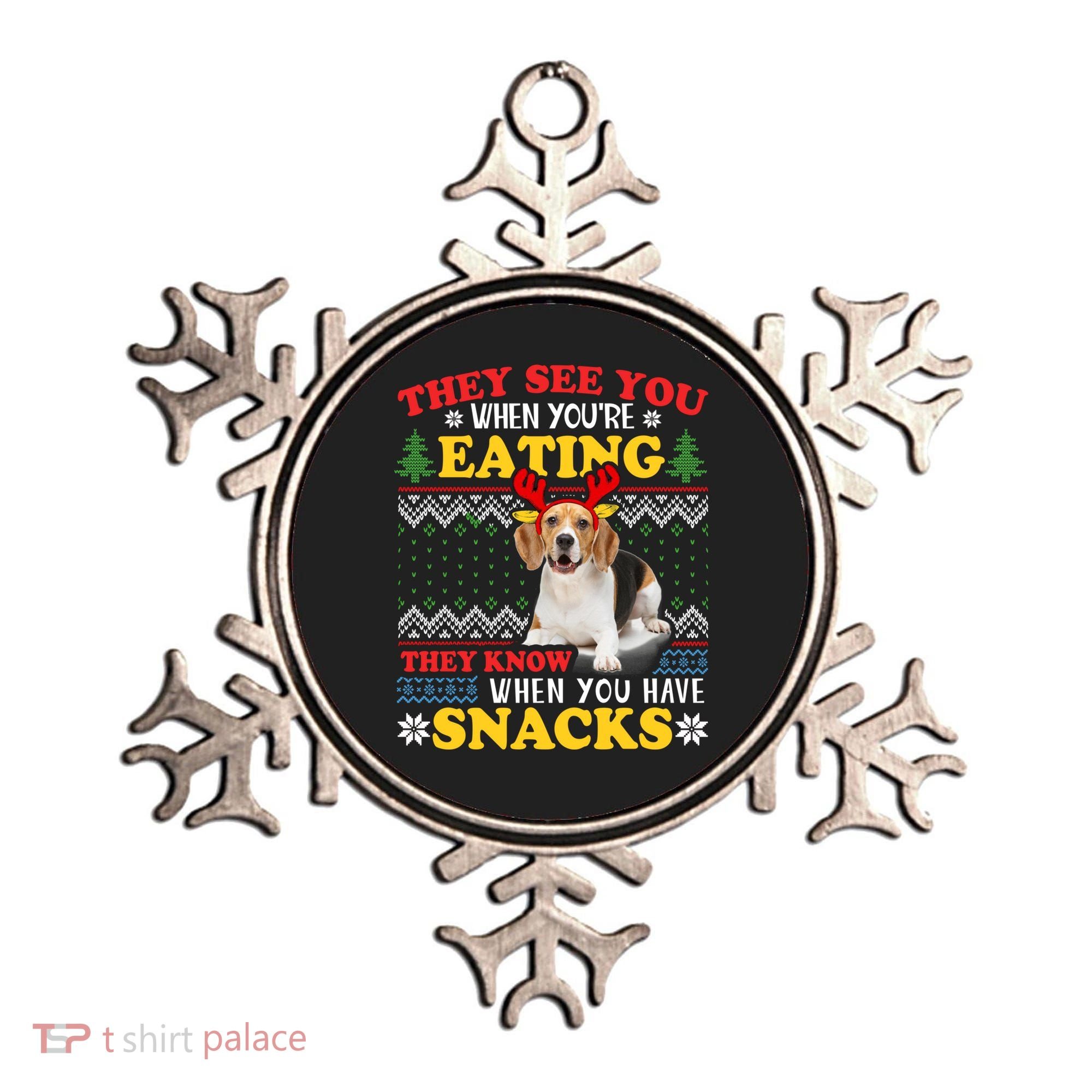 Beagle Ugly Christmas They See You're Eating Xmas Gift Ornament