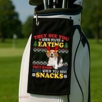 Beagle Ugly Christmas They See You're Eating Xmas Gift Golf Towel thumb 2
