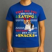 Beagle Ugly Christmas They See You're Eating Xmas Gift T-Shirt thumb 3