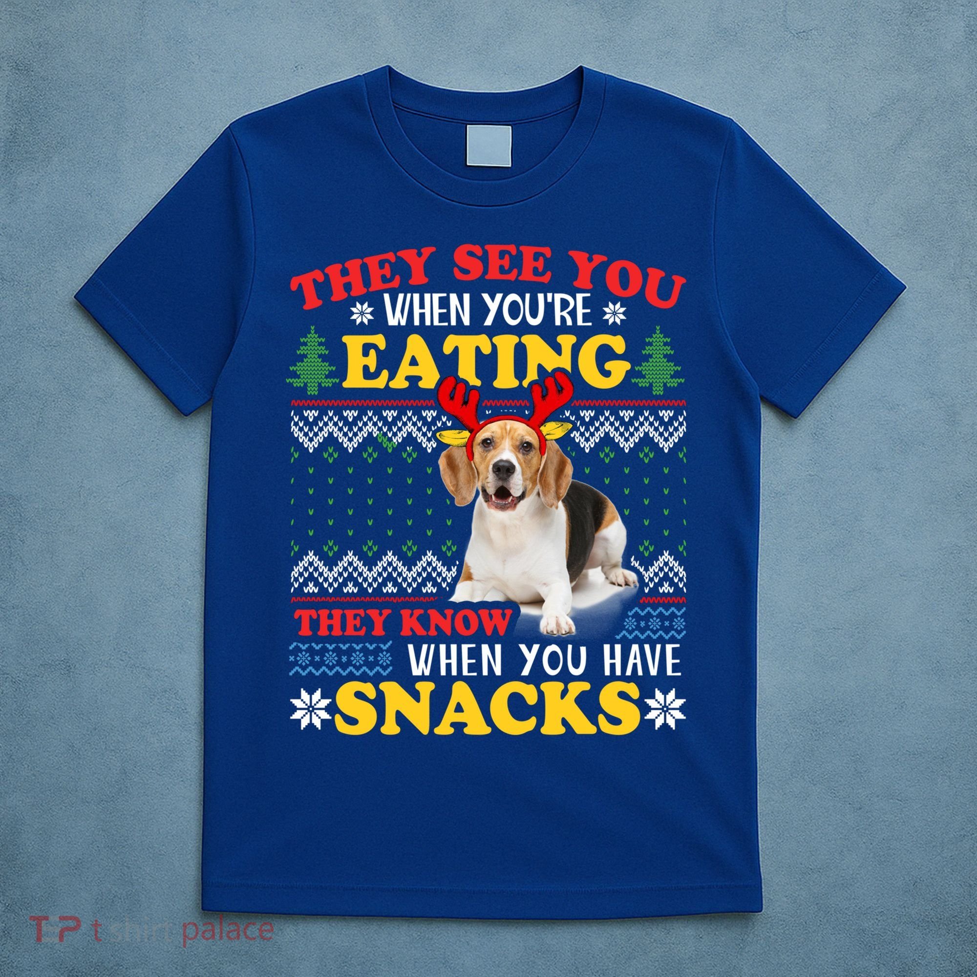 Beagle Ugly Christmas They See You're Eating Xmas Gift T-Shirt