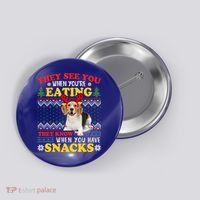 Beagle Ugly Christmas They See You're Eating Xmas Gift Button thumb 0