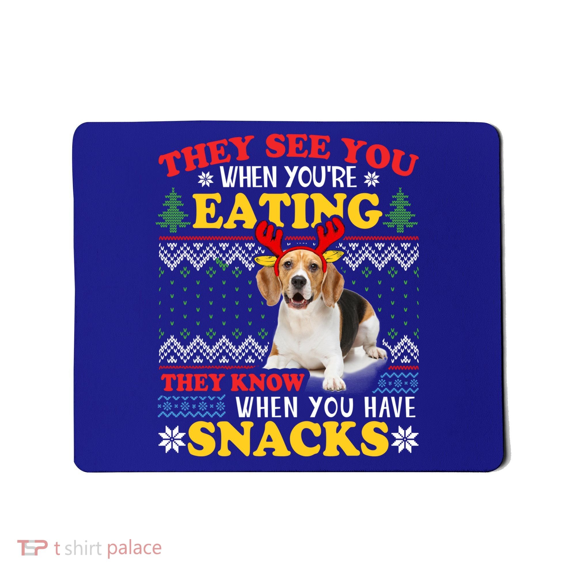 Beagle Ugly Christmas They See You're Eating Xmas Gift Mousepad