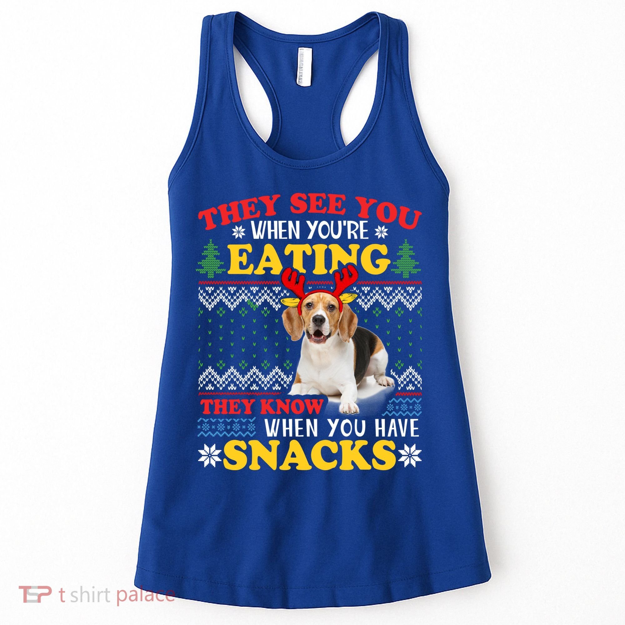 Beagle Ugly Christmas They See You're Eating Xmas Gift Women's Tank Top