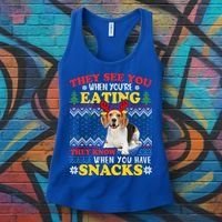 Beagle Ugly Christmas They See You're Eating Xmas Gift Women's Tank Top thumb 3