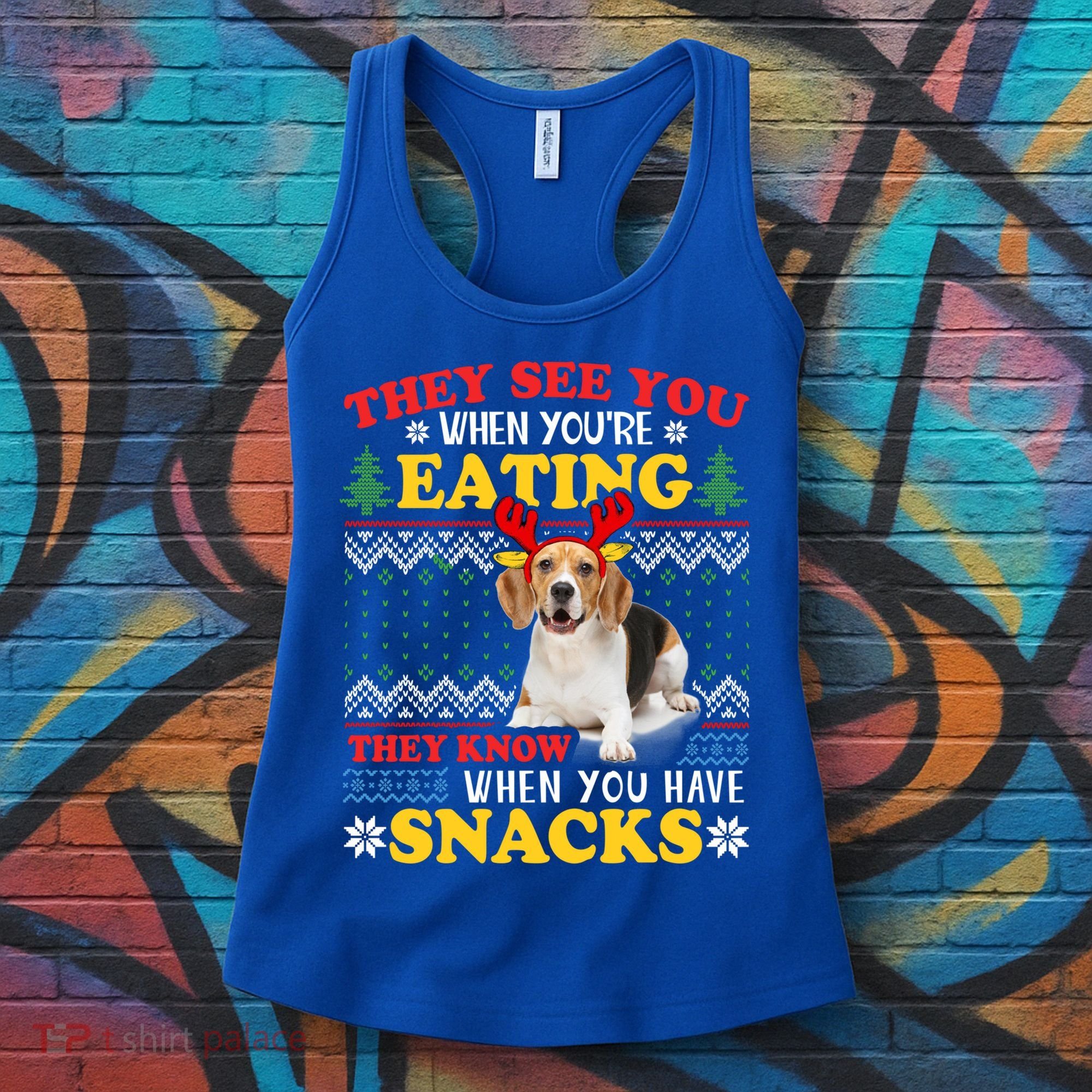 Beagle Ugly Christmas They See You're Eating Xmas Gift Women's Tank Top