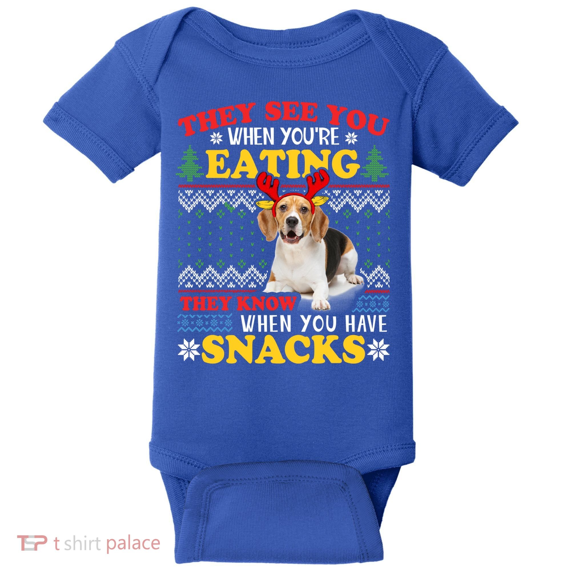 Beagle Ugly Christmas They See You're Eating Xmas Gift Baby Bodysuit