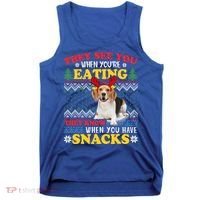 Beagle Ugly Christmas They See You're Eating Xmas Gift Tank Top thumb 0