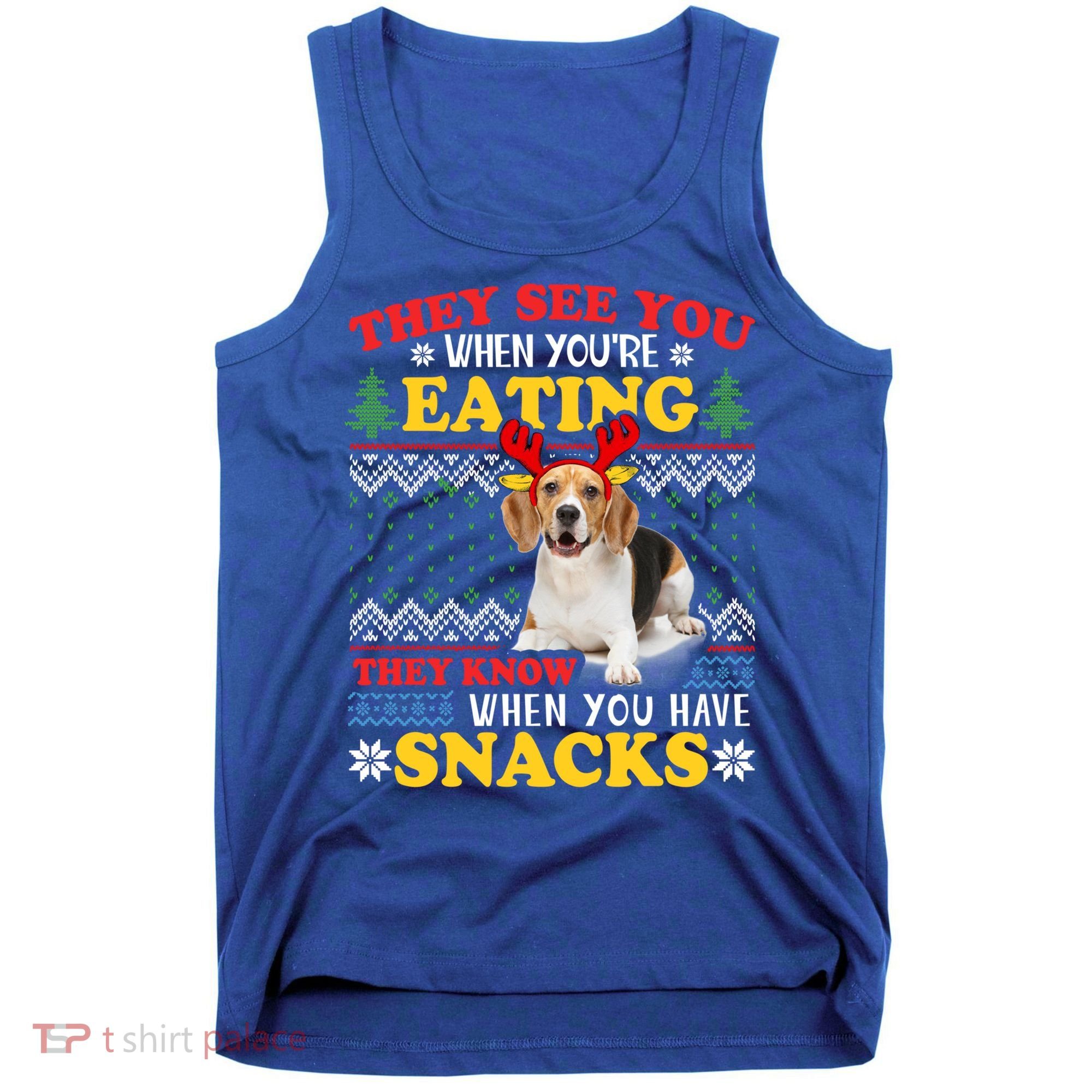 Beagle Ugly Christmas They See You're Eating Xmas Gift Tank Top