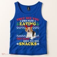 Beagle Ugly Christmas They See You're Eating Xmas Gift Tank Top thumb 2
