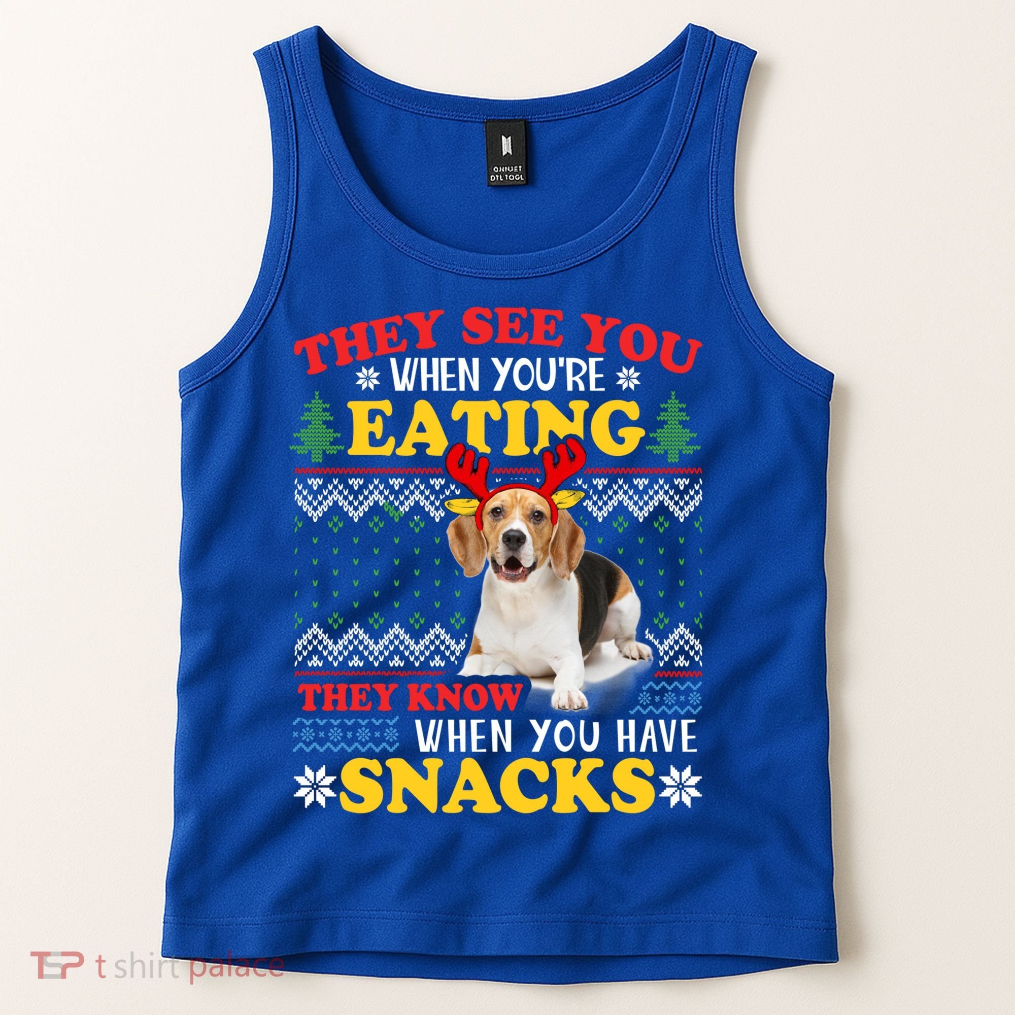 Beagle Ugly Christmas They See You're Eating Xmas Gift Tank Top