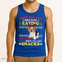 Beagle Ugly Christmas They See You're Eating Xmas Gift Tank Top thumb 3