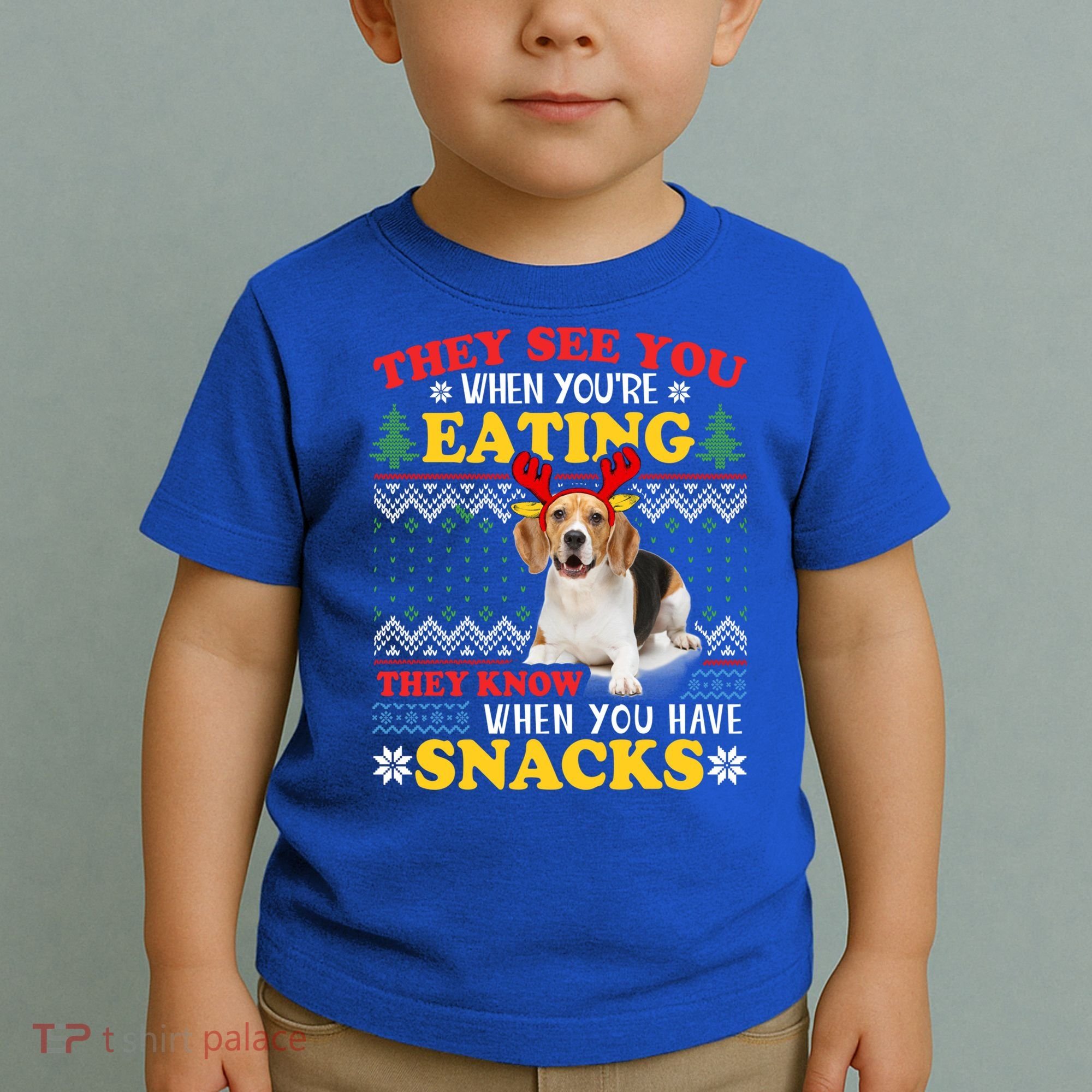 Beagle Ugly Christmas They See You're Eating Xmas Gift Toddler T-Shirt