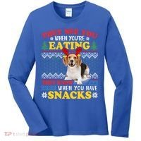 Beagle Ugly Christmas They See You're Eating Xmas Gift Women's Long Sleeve Shirt thumb 0