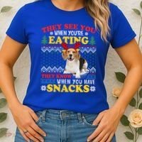 Beagle Ugly Christmas They See You're Eating Xmas Gift Women's T-Shirt thumb 2