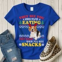 Beagle Ugly Christmas They See You're Eating Xmas Gift Women's T-Shirt thumb 3